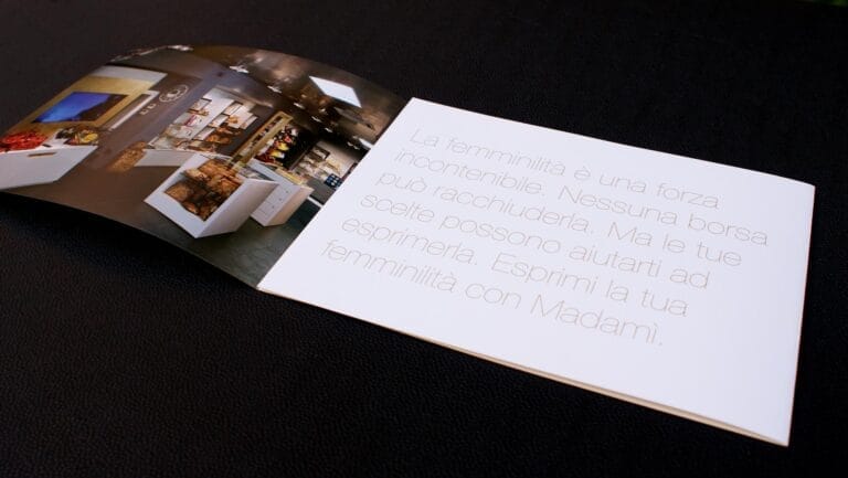Madamì bags and shoes creazione brochure di presentazione stampa