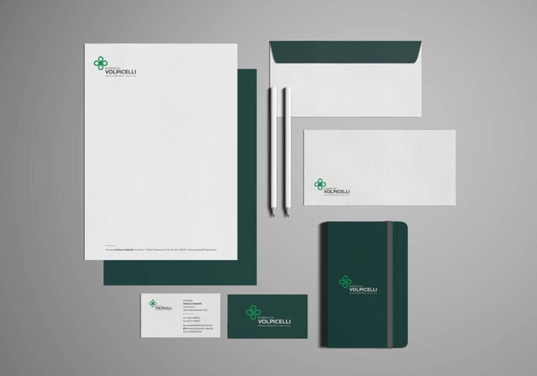 creazione immagine coordinata farmacia volpicelli  biglietto da visita busta carta intestata cremona