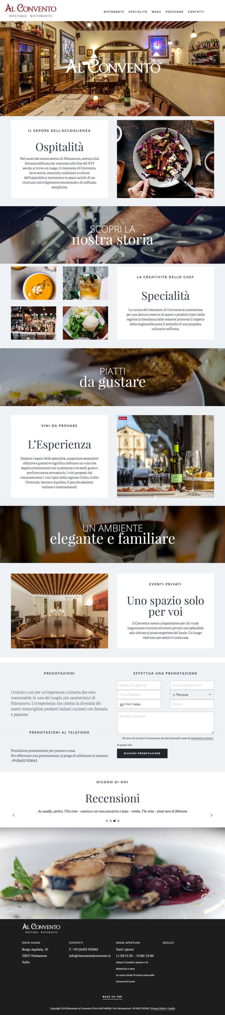 realizzazione sito Al convento Palmanova ristorante